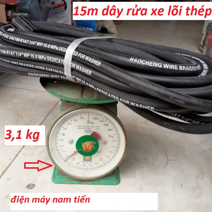 15m Ống Dây Rửa Xe Cao Cấp Lõi Thép Taiwan