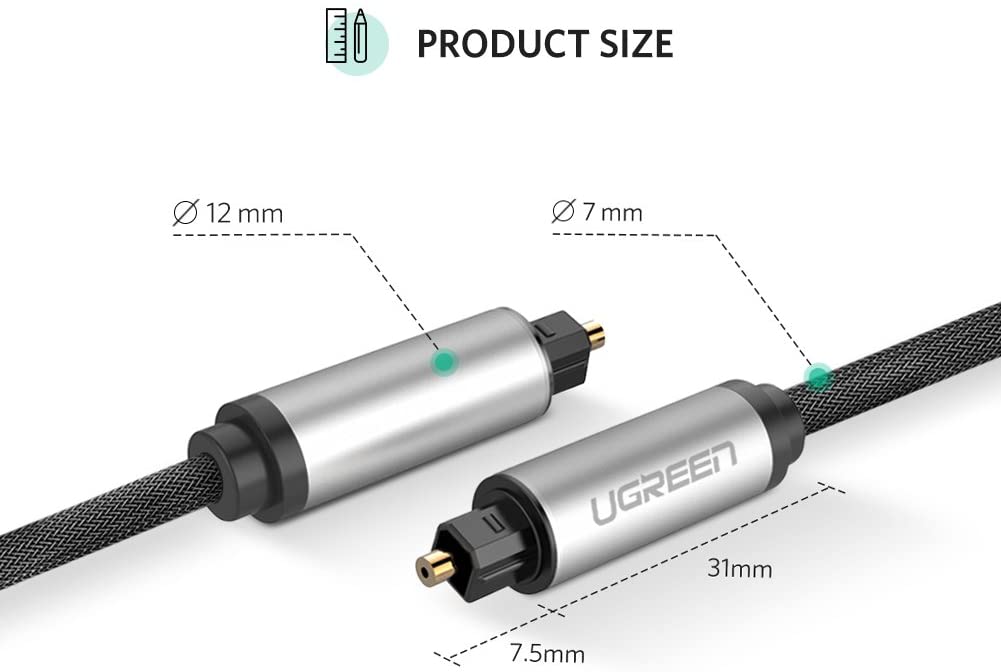 Cáp audio quang (Toslink, Optical) 1M Ugreen 10539 vỏ nhôm
