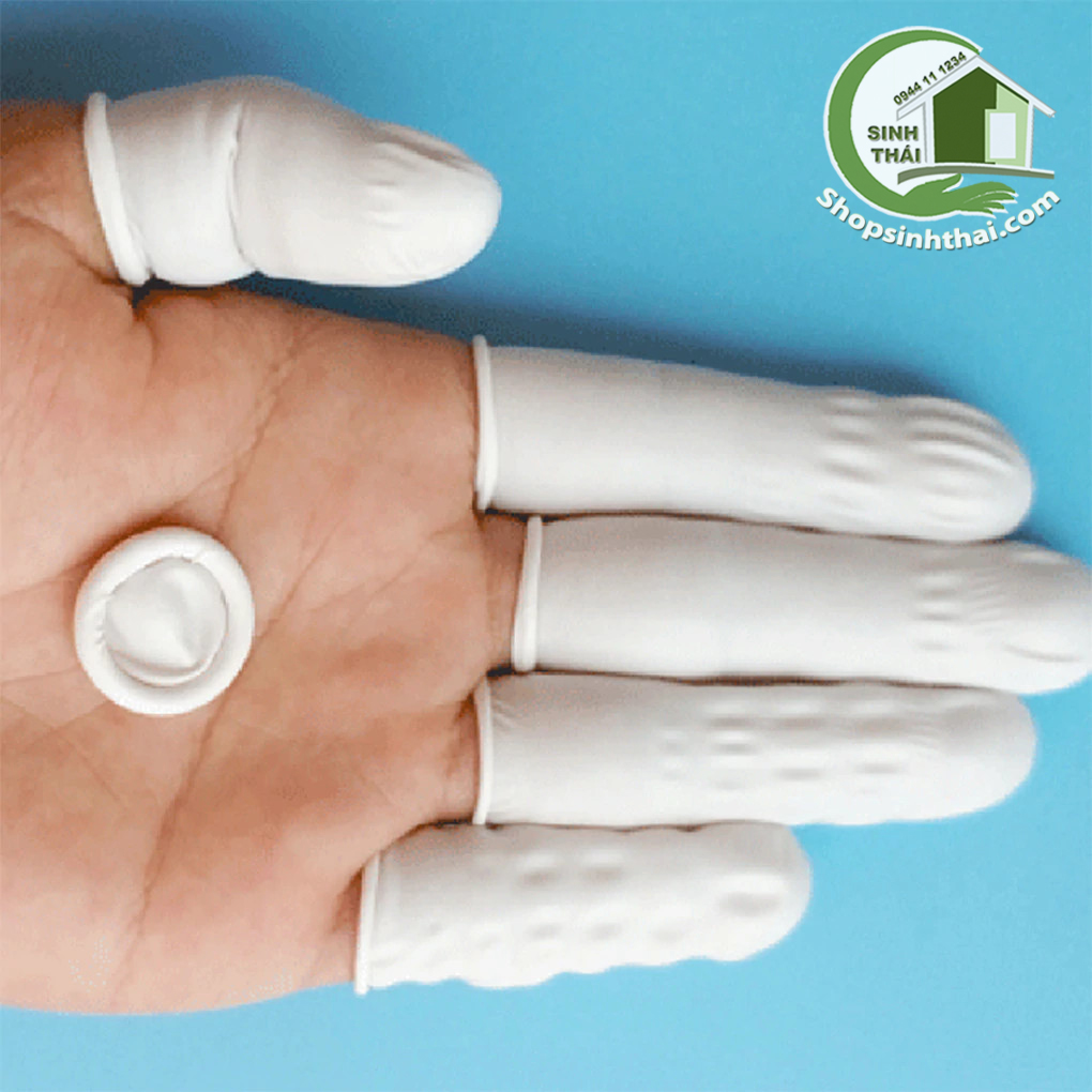 [HCM]10 cái Găng tay cao su xỏ ngón bảo vệ đầu ngón tay - bao đầu ngón tay bằng cao su màu trắng