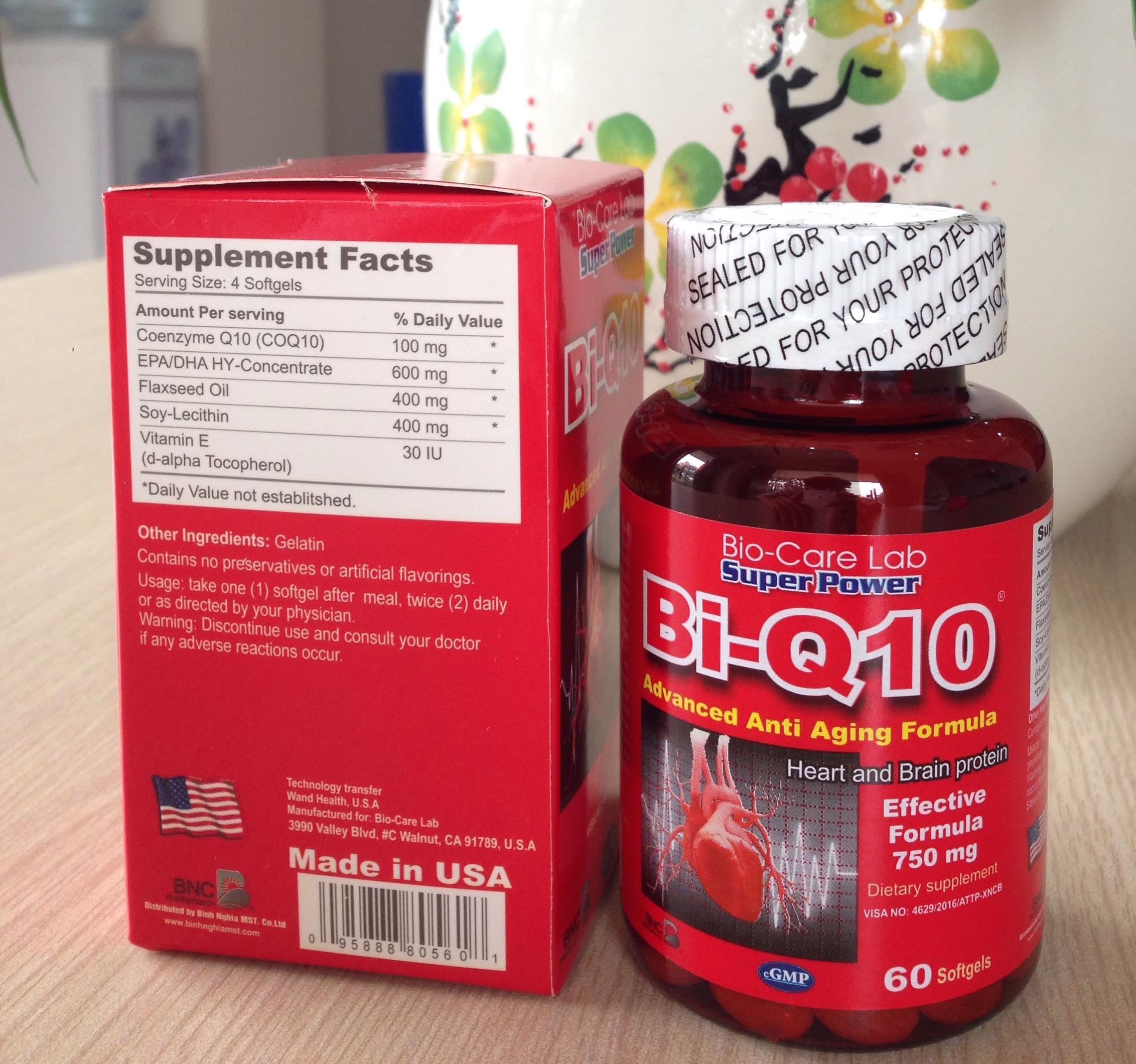 Bi-Q10 lọ 60 viên tăng cường sức khỏe tim mạch