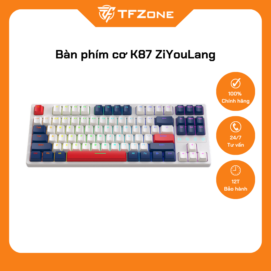 Layout 85 Bàn phím cơ K87 Mechanical ZiyouLand kết nối không dây hotswap thay đổi ...