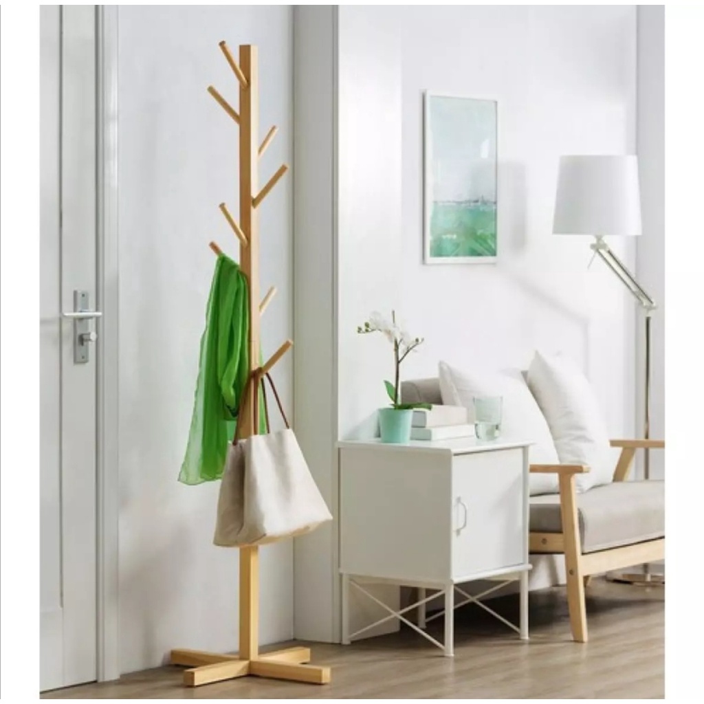 Cây treo quần áo gỗ thông. kích thước : 45 x 45 x 150cm