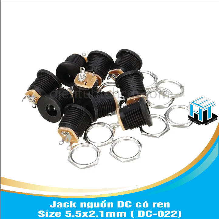 Jack nguồn dc có ren - size 5.5x2.1mm combo 6 con