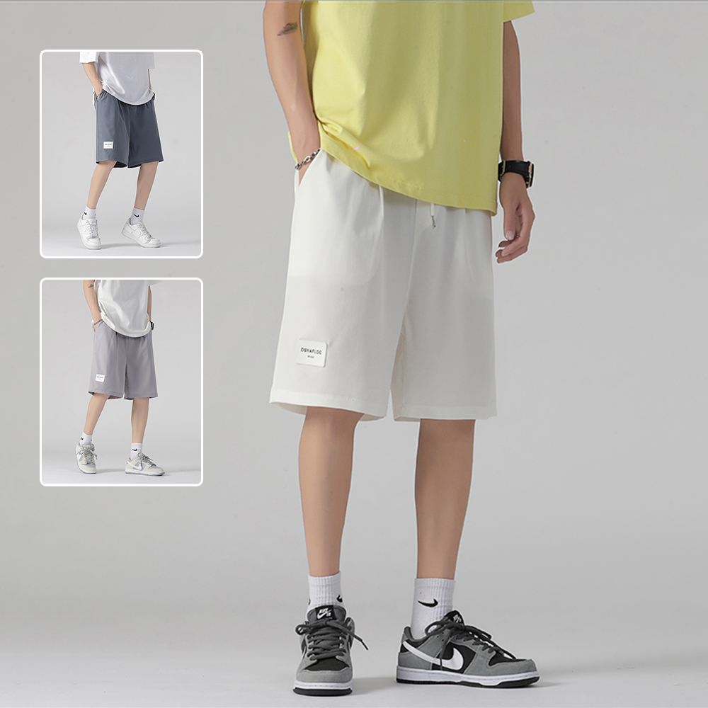 Quần Short Thể Thao Nam Trơn Màu Basic In Logo Mẫu Mới Năm 2024 Thời Trang 4MEN - SHORTS NAM 9000017