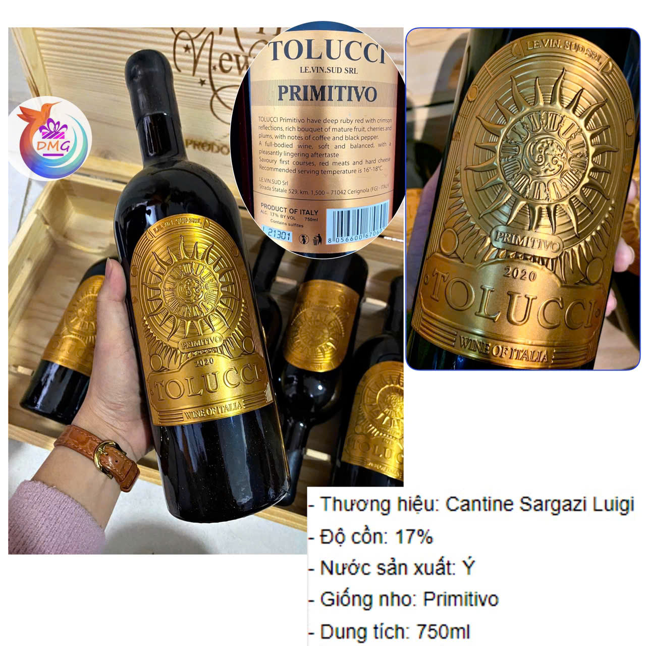 [NHẬP KHẨU] VANG ĐỎ (Ý) TOLUCCI - 750ML (17%) - DMG WINE