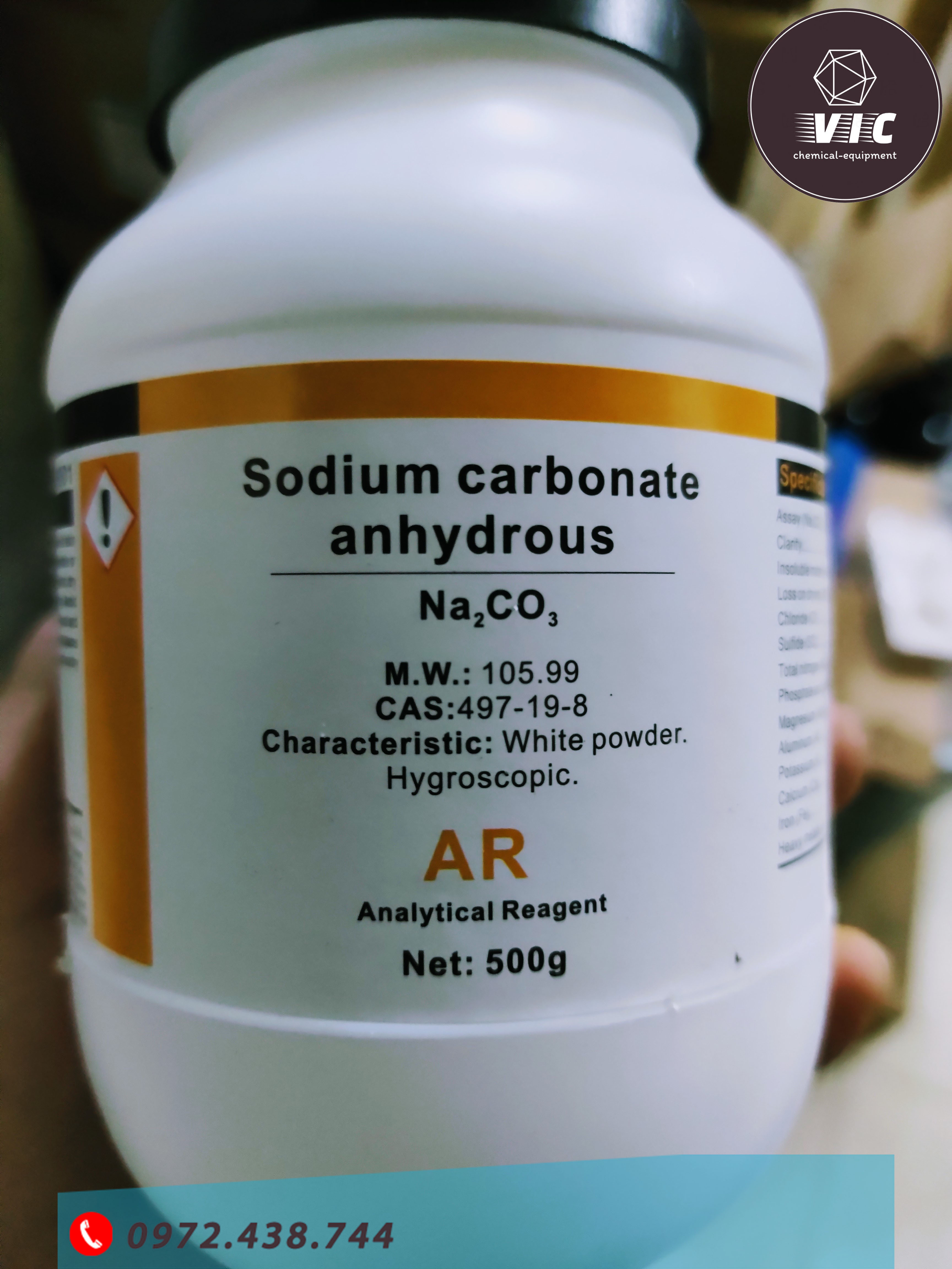Na2co3 sodium carbonate xilong lọ 500g cas 497-19-8