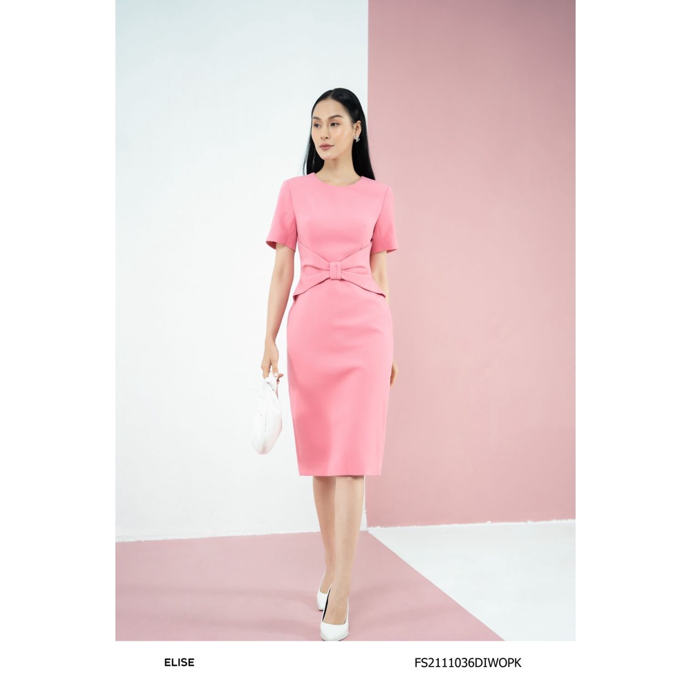 Đầm ôm hồng đai eo thiết kế Elise FS2111036DIWOPK - MixASale