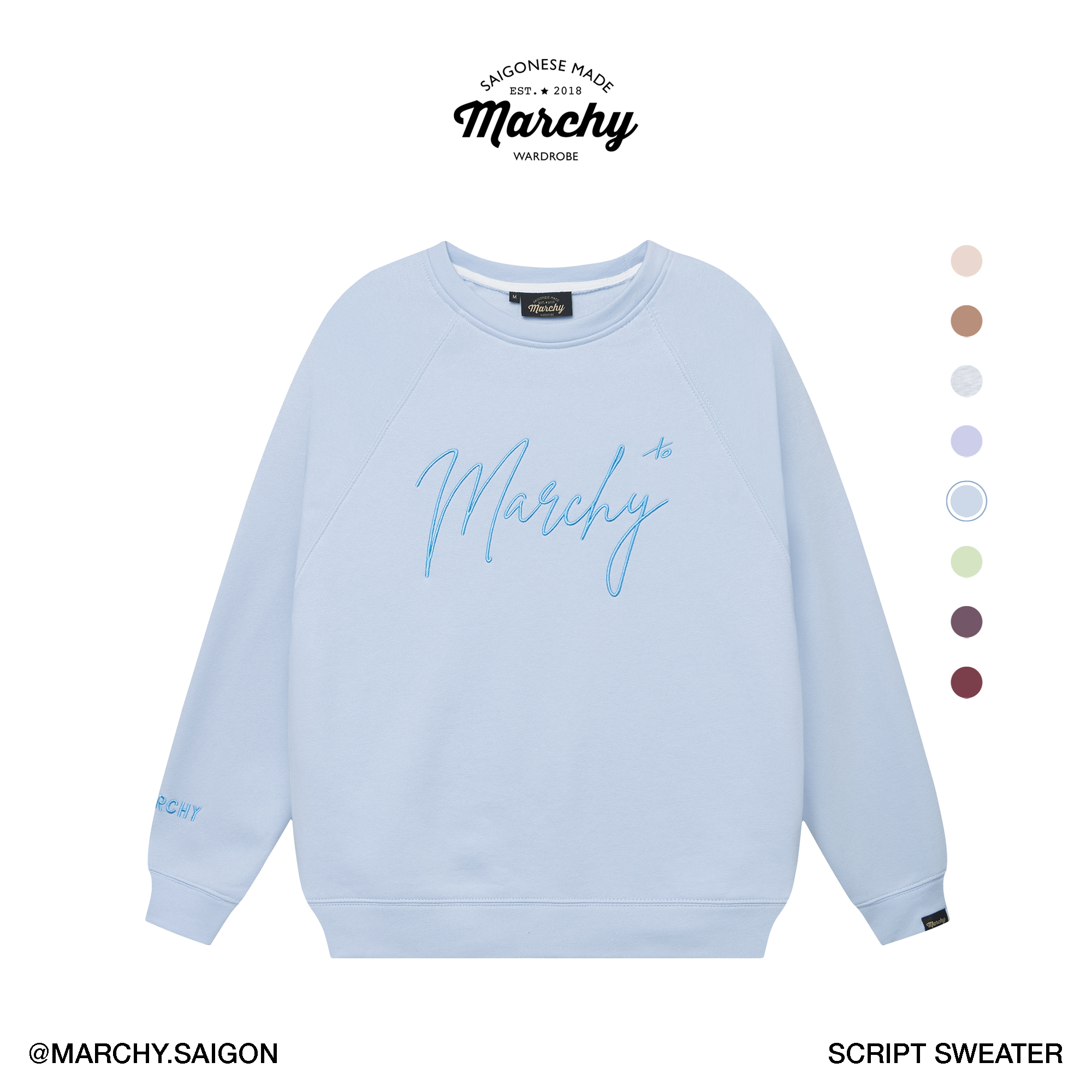 MARCHY - Script Sweater - Áo tay dài dành cho nam nữ - Áo giữ ấm thời trang, phong cách trẻ trung