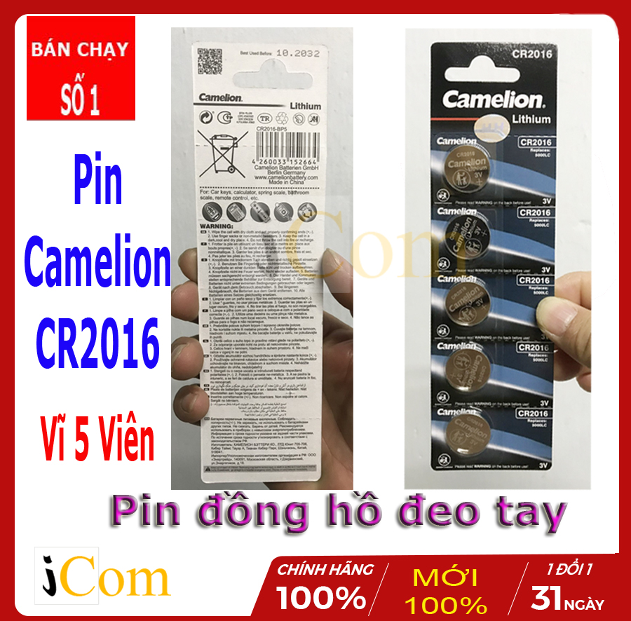 Pin đông hồ đeo tay CR2016 Camelion Lithium 3V chính hãng