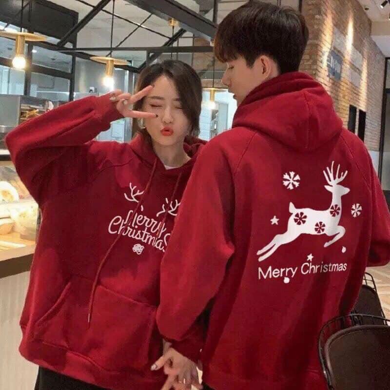 [HCM] Áo khoác hoodie & Sweater Nam Nữ cặp đôi Noel mẫu chui chất nỉ hình in Nai MChoodie588