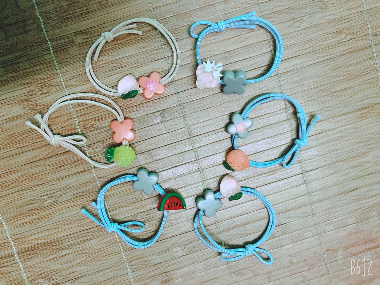 Sét 5 dây cột tóc nữ đính hoa quả siêu xinh - phukienteen