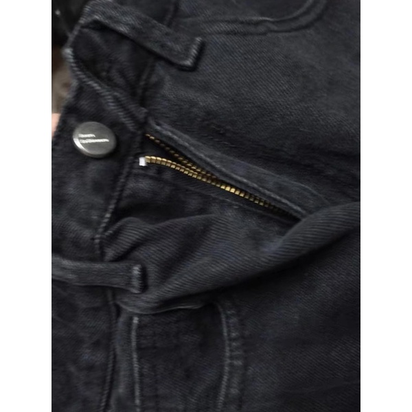 Quần jeans nữ ống suông màu đen unisex form siêu hách dáng