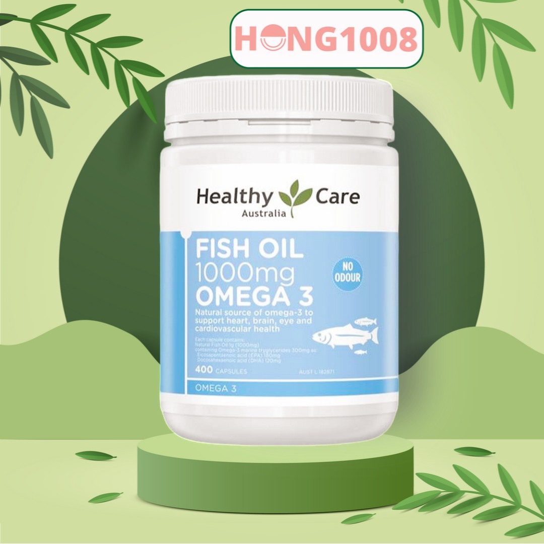Viên uống Dầu cá Healthy Care Fish Oil Omega 3 1000mg 400 viên Dầu Cá Tự Nhiên tốt cho mắt và não bộ của Úc - Shop Hong1008