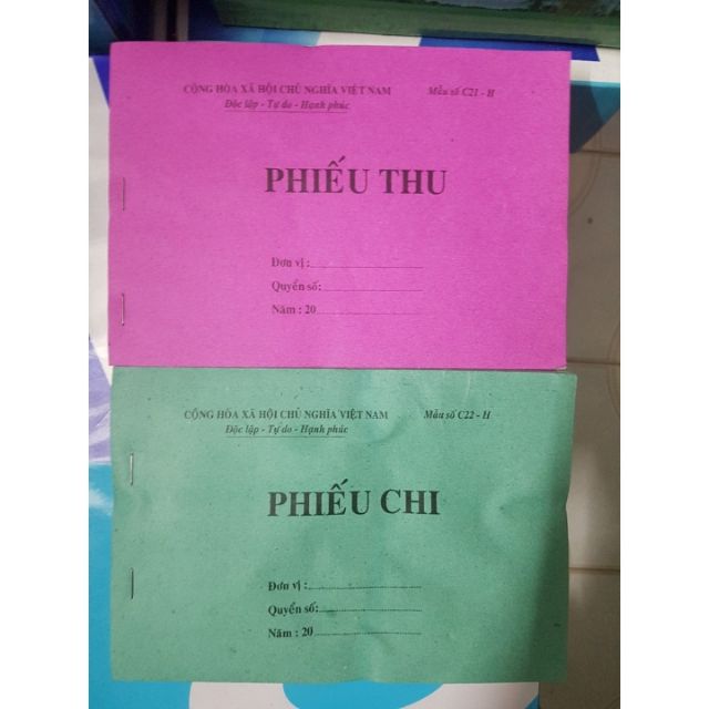 Phiếu thu , phiếu chi A5 1 liên loại thường (13x19cm) Combo 5 quyển