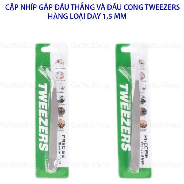 [HCM]Bộ 2 Nhíp gắp đầu thẳng và đầu cong TWEEZERS loại dày 15MM giá rẻ