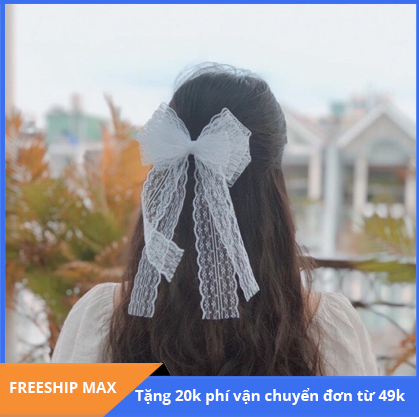 Cặp tóc/Dây buộc tóc tông trắng tiêu thư bồng bềnh