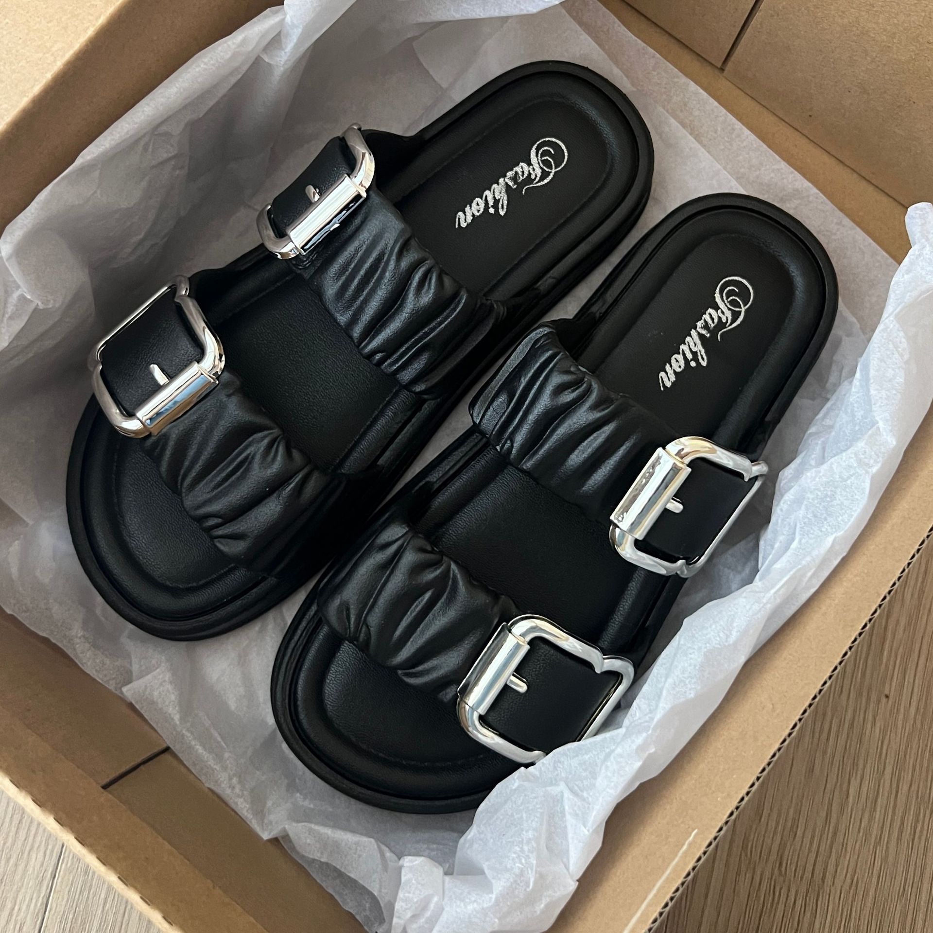 Dép quai ngang nữ 3TDEP, dép 2 quai nhún khoá thời trang đi chơi, dạo phố