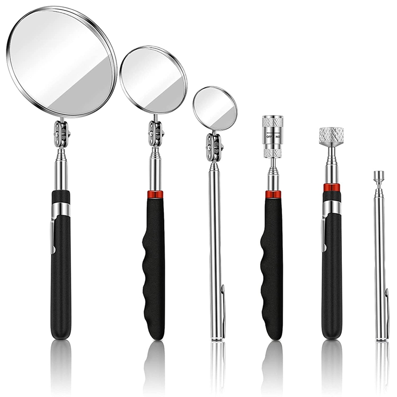 6 Pieces Telescoping Inspection Mirror Mechanic Stick