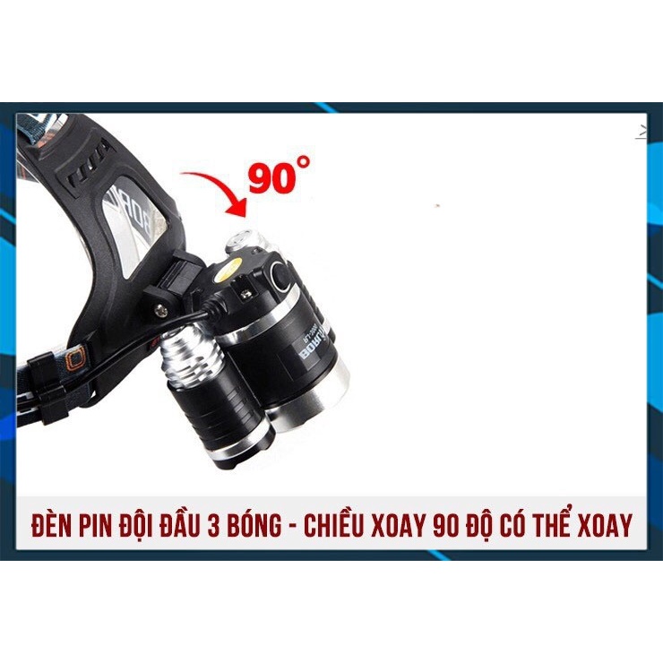 Đèn Đội Đầu 3 Bóng Siêu Sáng ( 2 Pin )