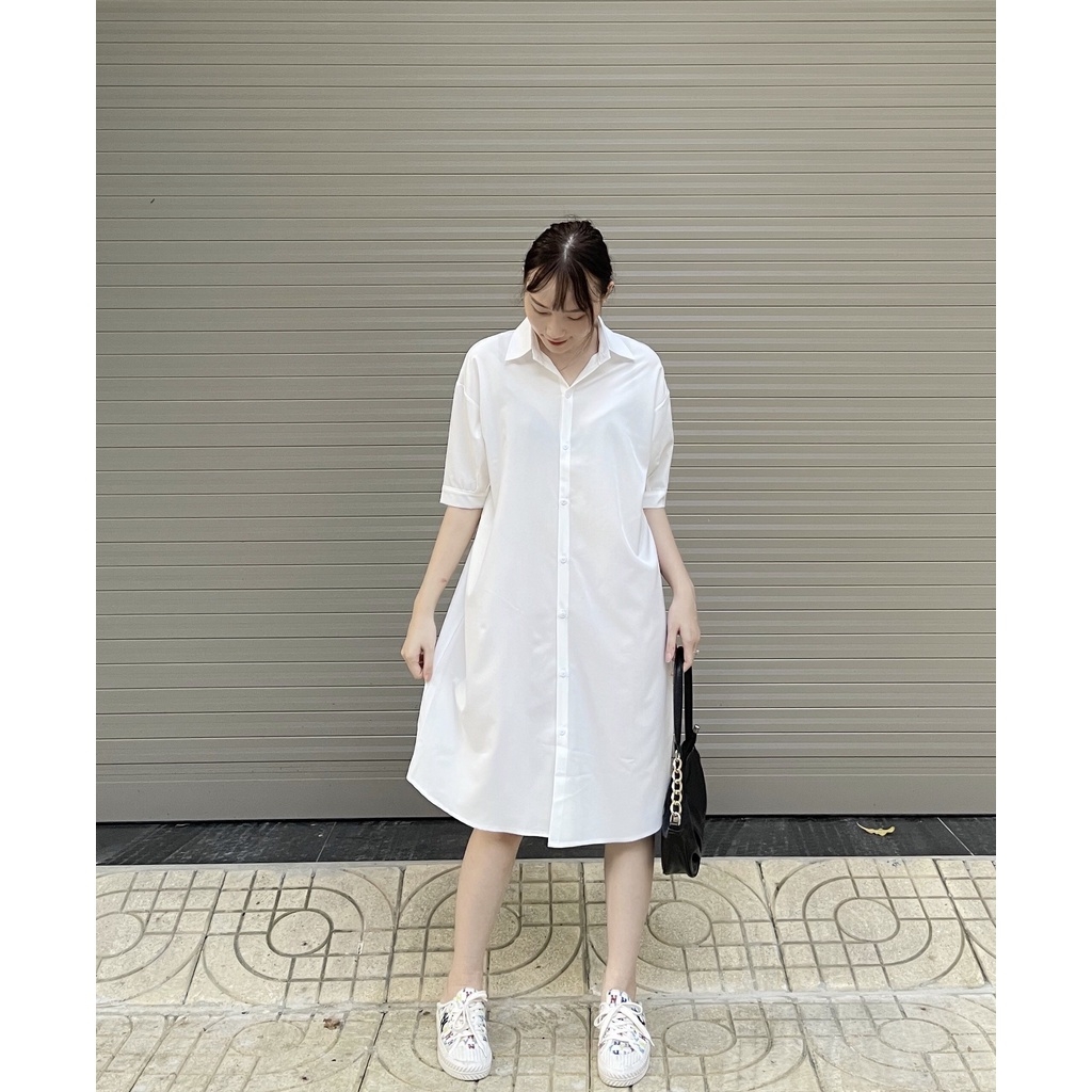 [HÀNG THIẾT KẾ] Váy bầu công sở thiết kế dáng suông chất lụa hàn châu freesize tới 70kg