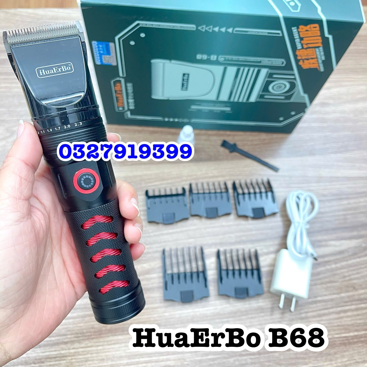 HuaErBo Tông Đơ Cắt Tóc Pin HuaErBo B68 - Thân Máy Thép Cao Cấp - Lưỡi Titanium và Ceramic - Màu Đen - Pin 5000mAh - Turbo Tăng Tốc - Tông Đơ Cắt Tóc Chuyên Nghiệp - Women