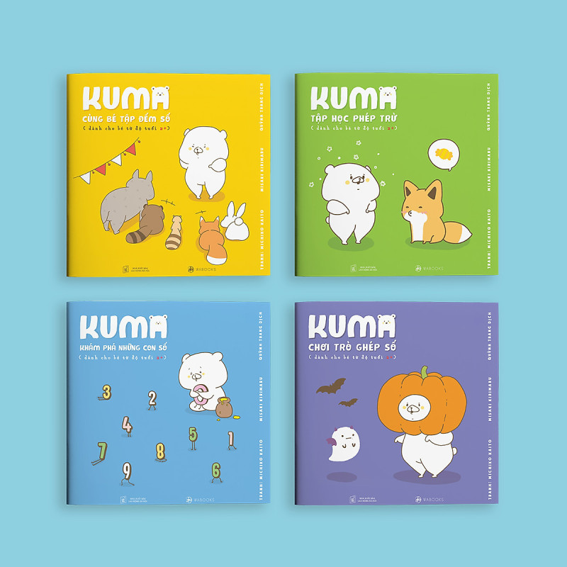 Mua Sách ehon Nhật Bản: Bộ 4 cuốn Kuma làm quen với môn Toán