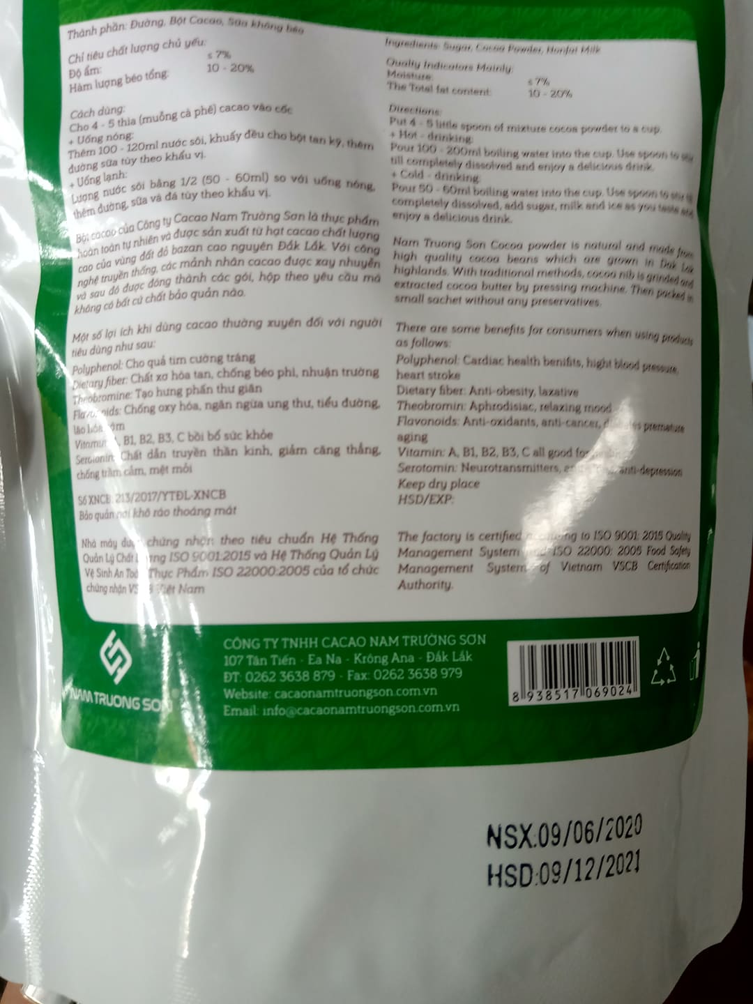 Bột cacao sữa hòa tan 3 trong 1 nam trường sơn (ĐẶC SẢN BUÔN MÊ ThUỘT)