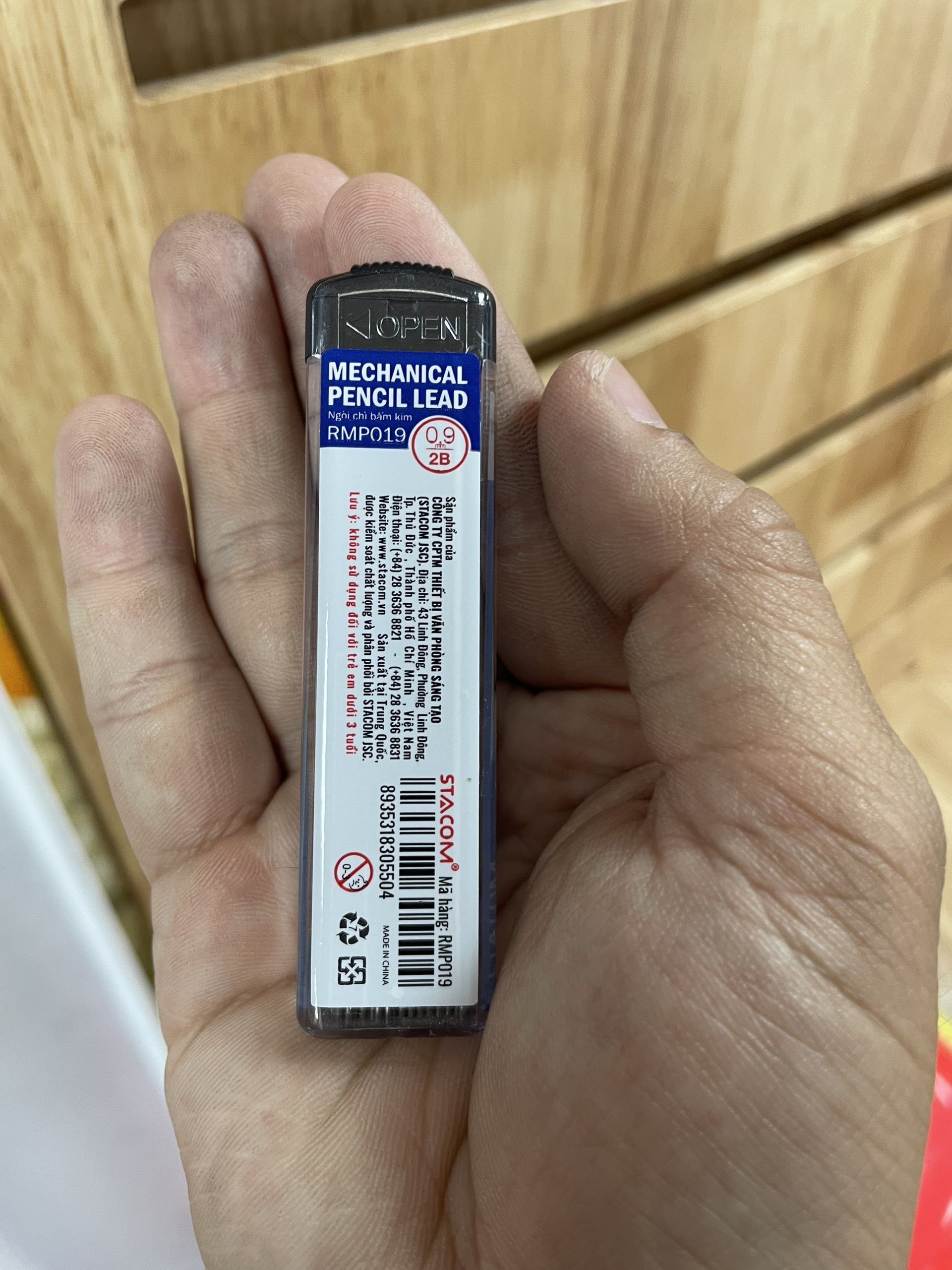 (1 Ống) Ruột Bút Chì Kim Bấm 2B 0.9 mm - Stacom RMP019