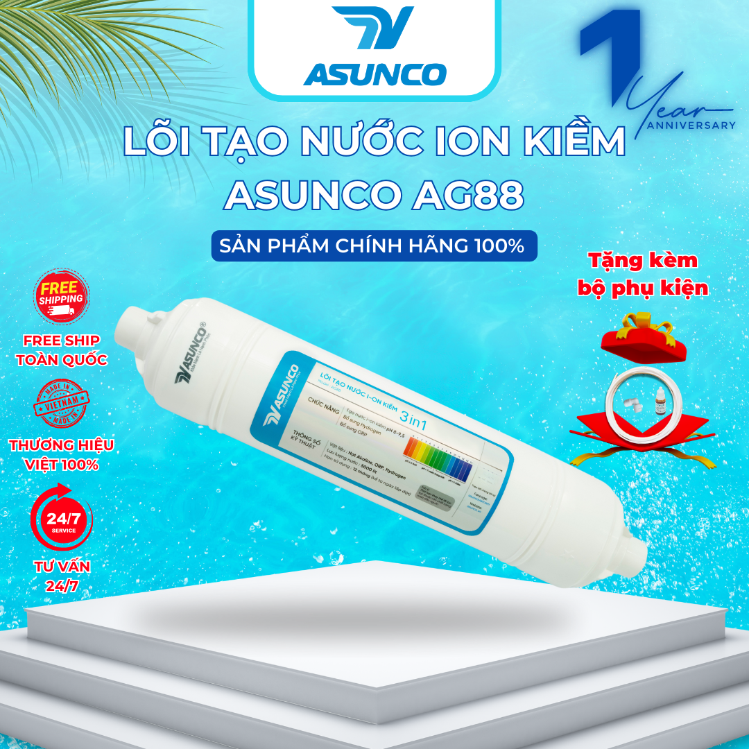 Lõi tạo nước ion kiềm 3 in 1 asunco ag88