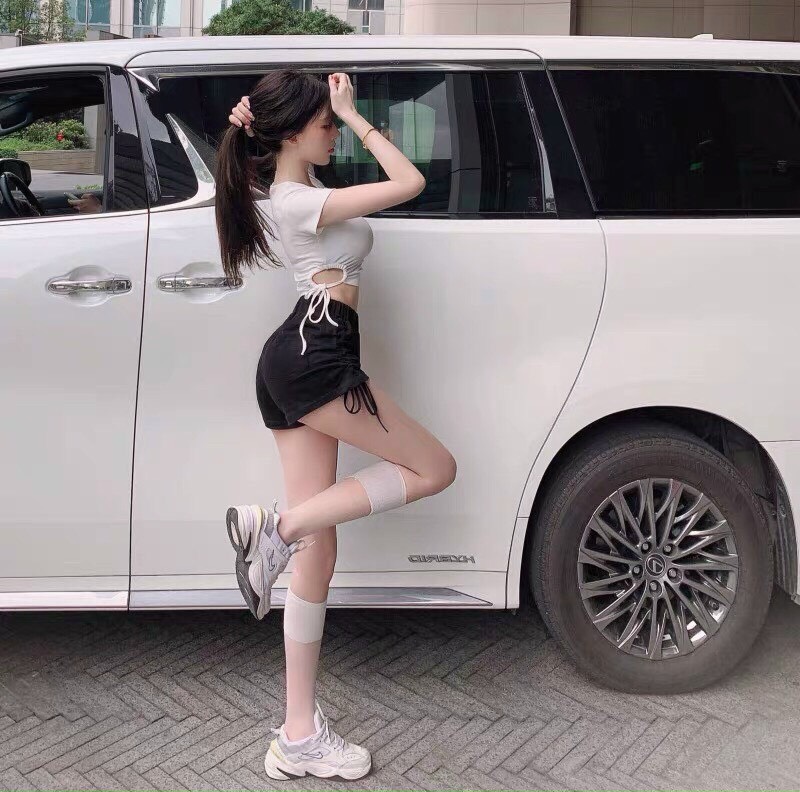 Áo thun gân croptop hở eo kèm thắt nơ eo siêu chất TTSA1204