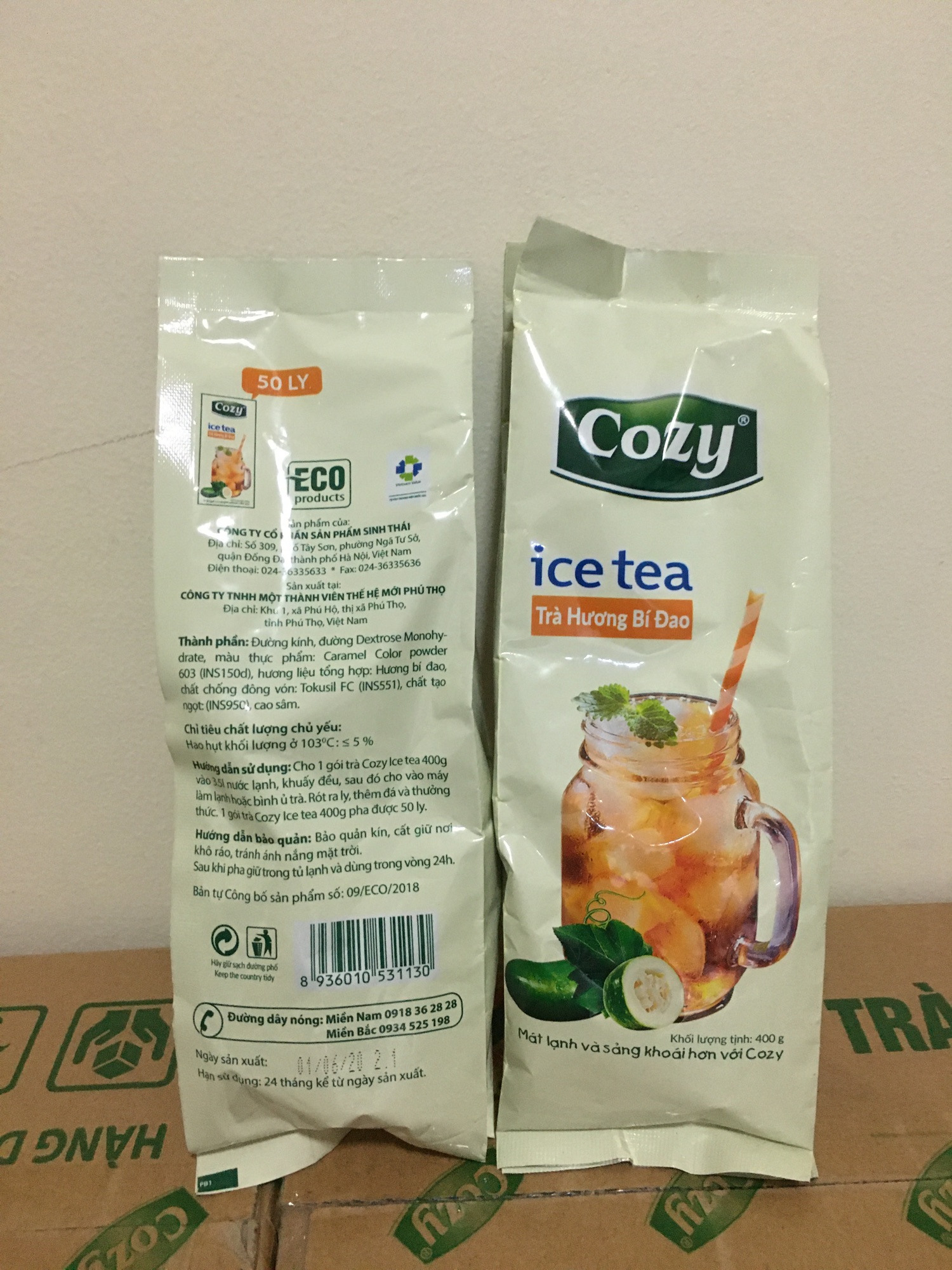 🍑{Hàng sẵn} 🥃🍹 TRÀ BÍ ĐAO COZY HOÀ TAN ICE TEA gói 400gr