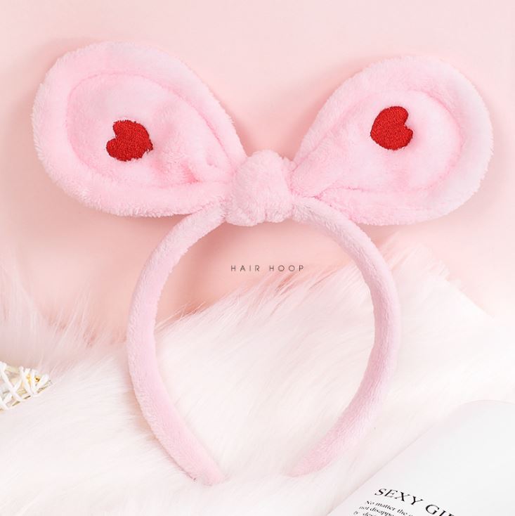 Băng Đô, Bờm Cài Tóc Tai Thỏ Phối Tim Siêu Cute M10