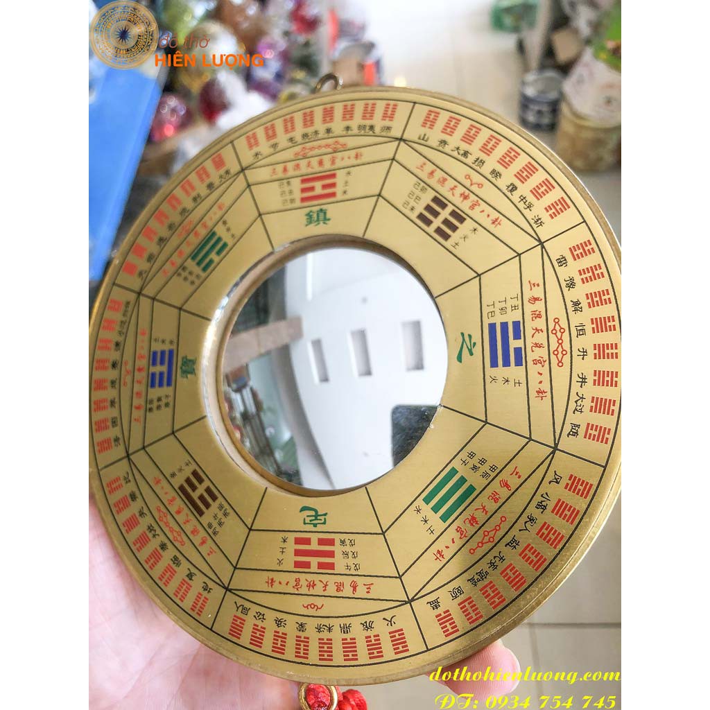 Gương Bát Quái Bằng Đồng Phong Thủy Có Mặt Kính Ở Giữa Đường Kính 13cm, 17cm, 20cm