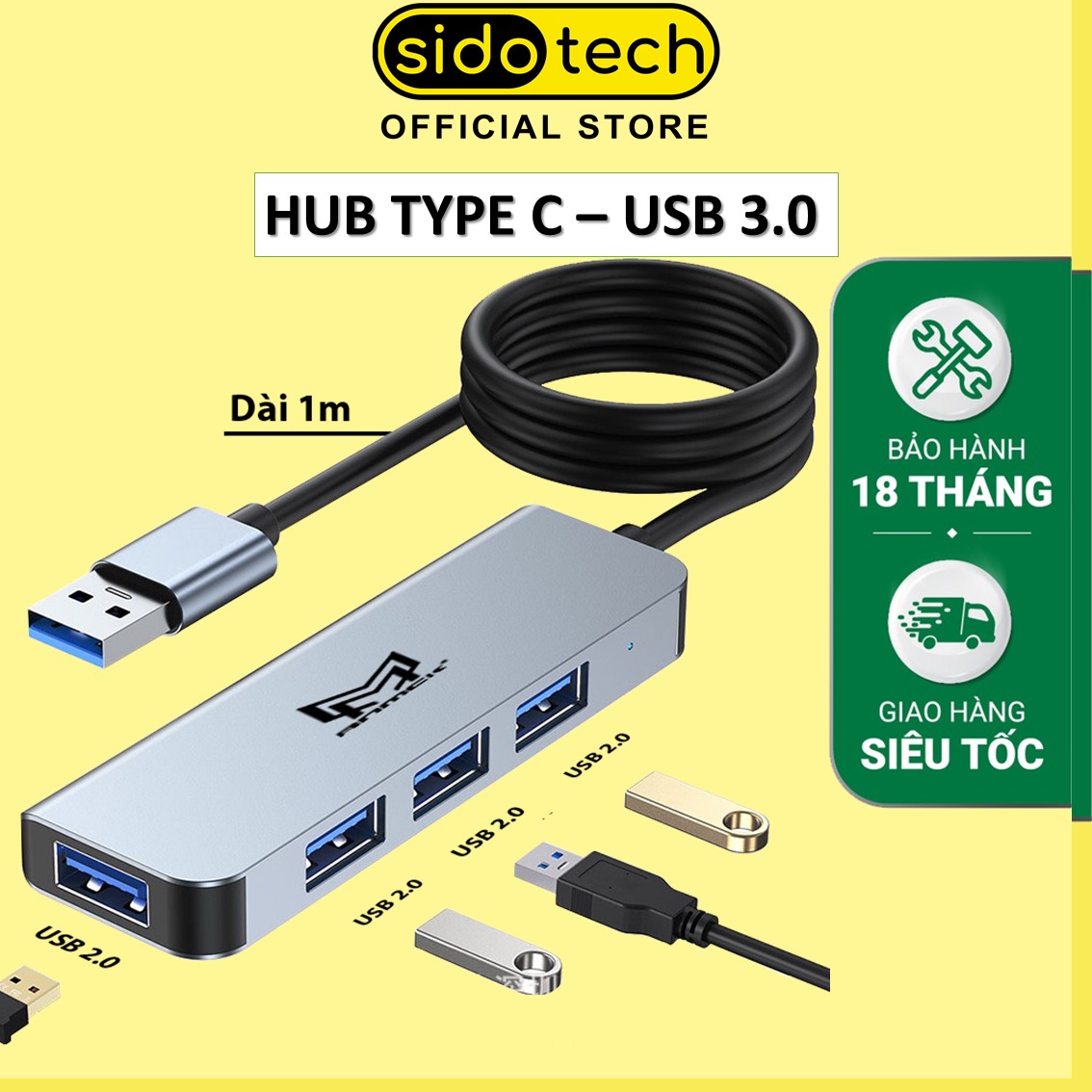 HUB USB 2.0 SIDOTECH K89 dây dài 1m bộ chia chuyển đổi 4 port 2.0 mở rộng kết nối tốc độ cao nhỏ gọn dành cho máy tính laptop PC hỗ trợ sạc pin kết nối đa năng ổ cứng bàn phím chuột máy in, thiết bị ổ chia usb