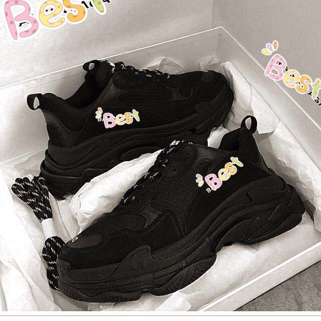 GIẦY SNEAKER ĐẾ PHÂN TẦNG TRIPS MÀU ĐEN NAM NỮ (Full box)