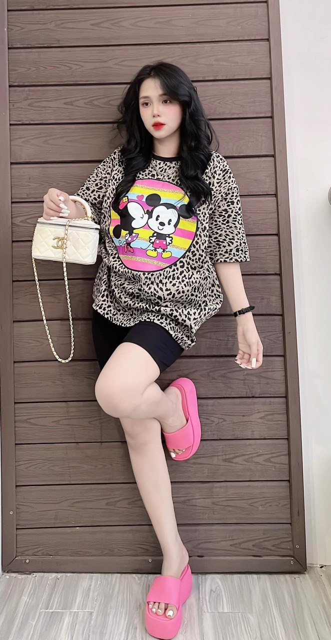Set bộ thời trang áo thun họa tiết da beo phối quần đùi legging thoải mái, Set đồ bộ mặc nhà, đi chơi áo form rộng da beo in họa tiết quần đùi ngắn, Set bộ hottrend quần legging đùi áo form rộng họa tiết da beo phong cách MTB
