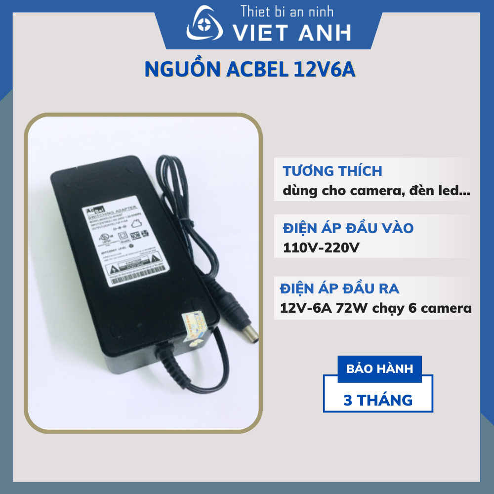 Nguồn acbel 12v6a, 12v6a acbel, 12v 6a acbel, 12v-6a acbel loại tốt