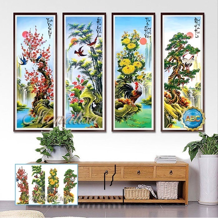 tranh đính đá tứ quý kt 146X1M