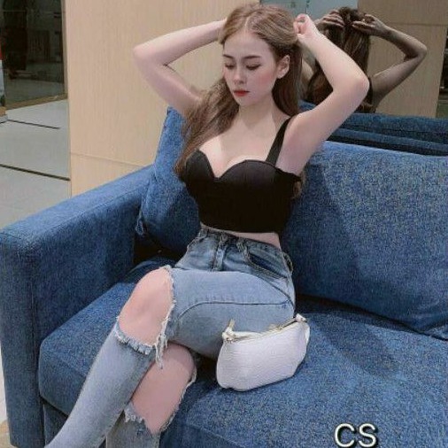 Áo 2 Dây Croptop Có Mod Ngực Sẵn