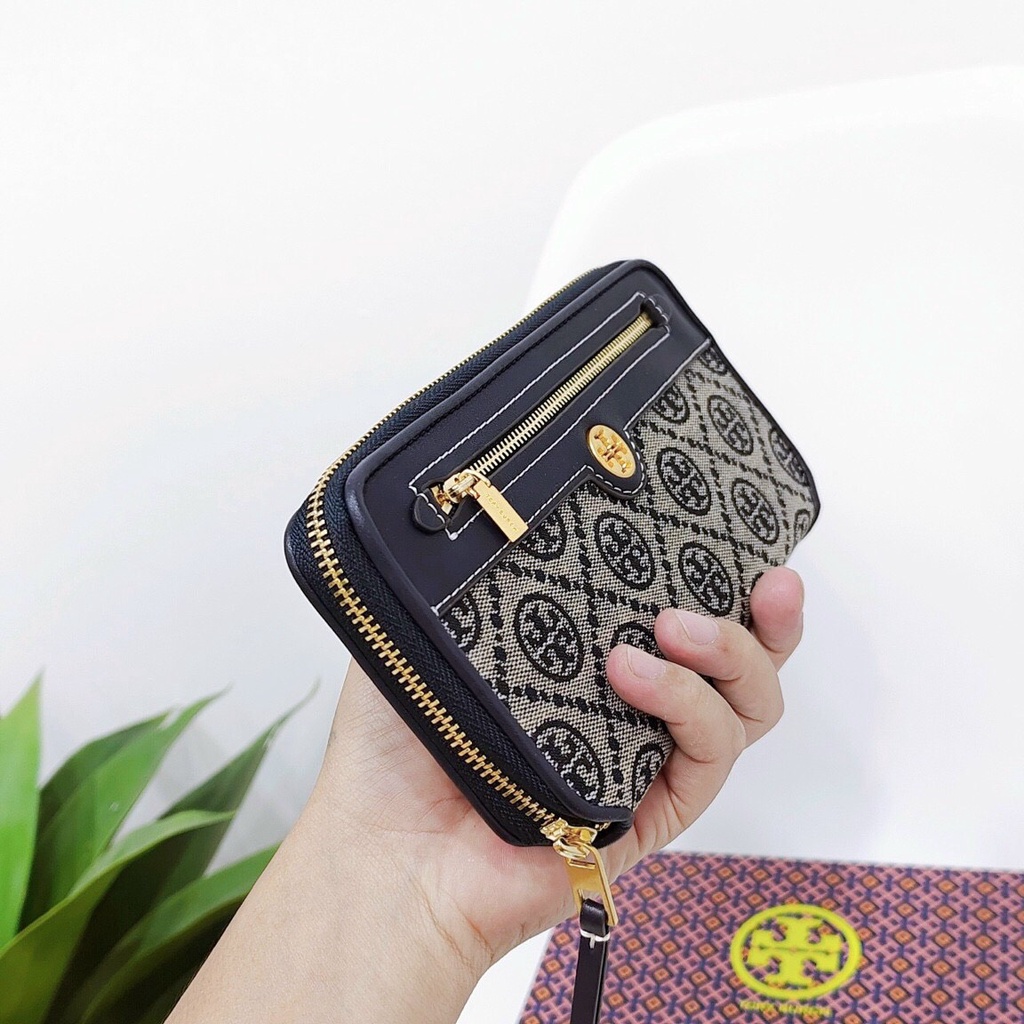 [FULL BOX] Tory Burch- T Monogram Jacquard Zip Continental Wallet 793