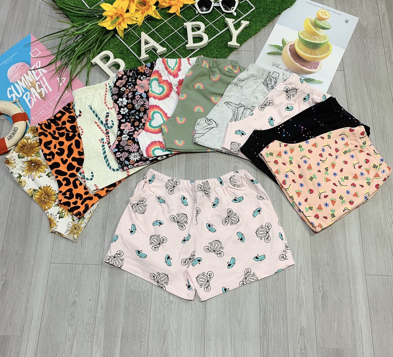 Quần Đùi Cho Bé Size Đại từ 23-42kg Thun 100% Cotton Co Giãn Mềm Họa Tiết Xinh Xắn