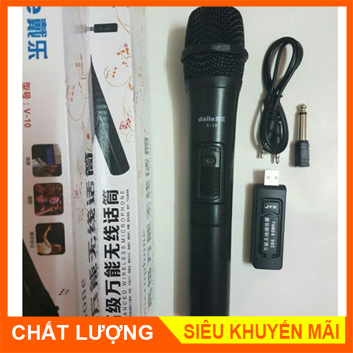 Micro Không Dây V10  Dùng Cho Amly, Loa Kéo