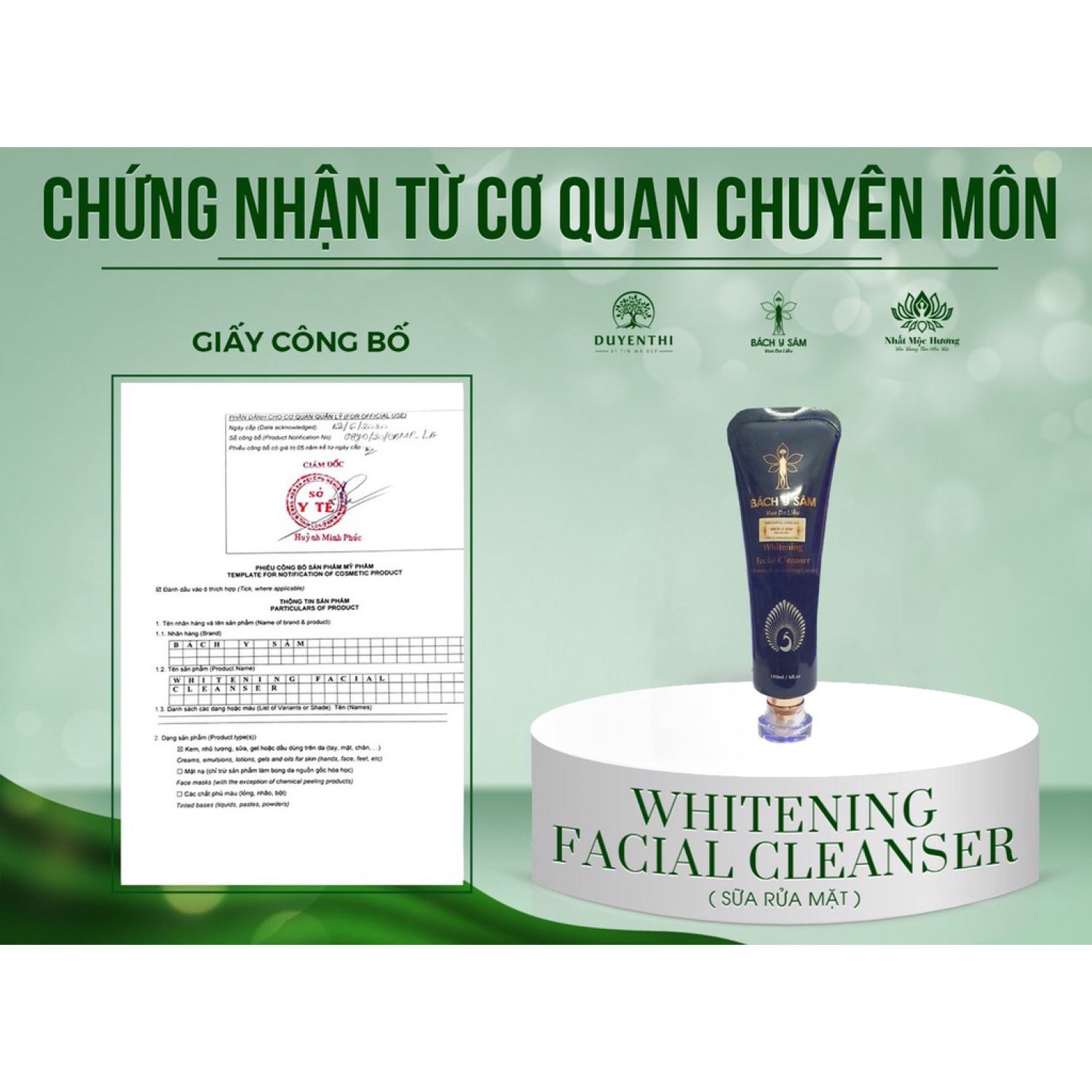 Sữa Rửa Mặt Bách Y Sâm DA NÁM TRẮNG SÁNG DA 180ml (Sữa Rửa Mặt Bạch Linh)