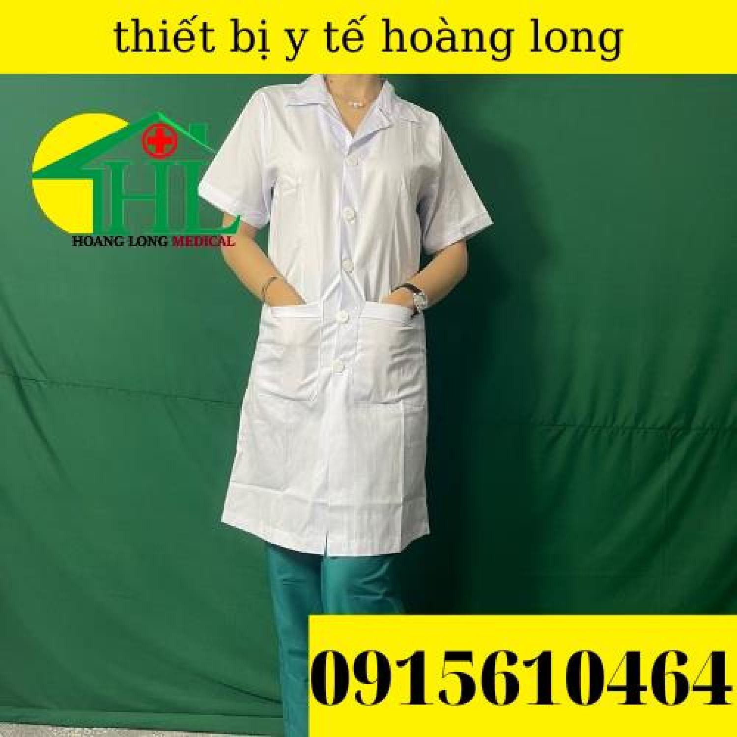 Áo Blouse (BluE) Bác Sĩ Nam/Nữ Cộc Tay Dáng Dài
