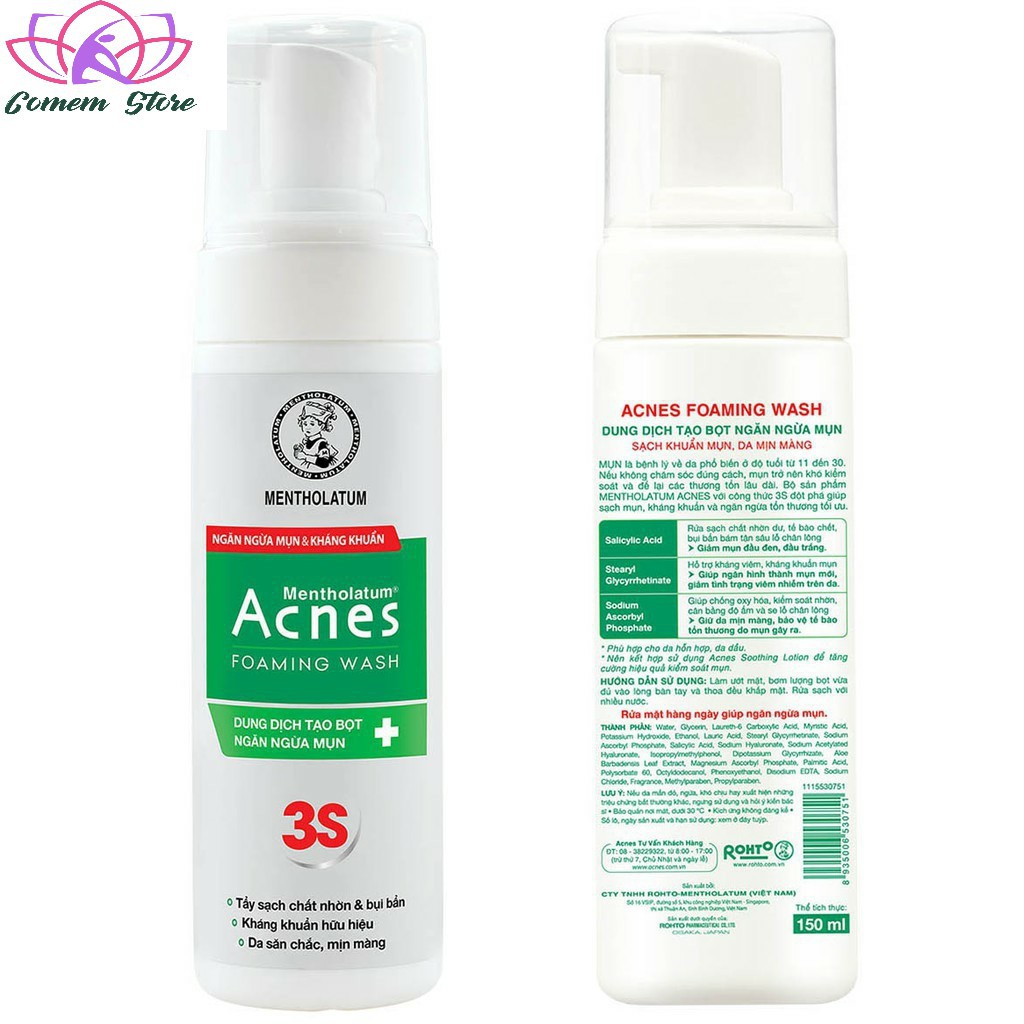 Sữa rửa mặt acnes bọt ngăn ngừa mụn 150ml