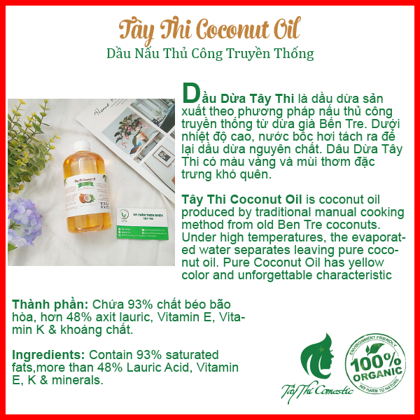 [HCM]Dầu Dừa Nấu Thủ Công Tây Thi Chai 100ml