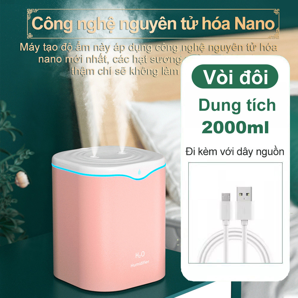 Máy Tạo Độ Ẩm Không Khí 2000ML Máy Khuếch Tán Tinh Dầu Hương Thơm Siêu Âm Máy Tạo Sương Mát