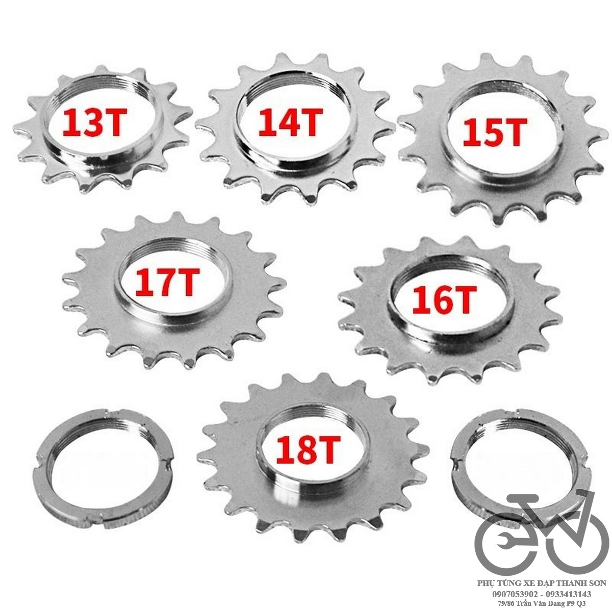 Líp chết kèm vòng ren cho xe đạp fixed gear 13t / 14t / 15t / 16t / 17t / 18t