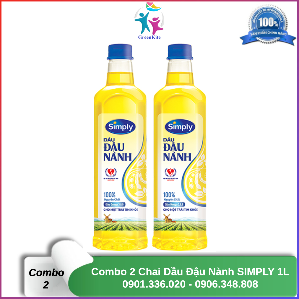 Combo 2 Chai Dầu Đậu Nành Simply 1L - Chính Hãng Wilmar