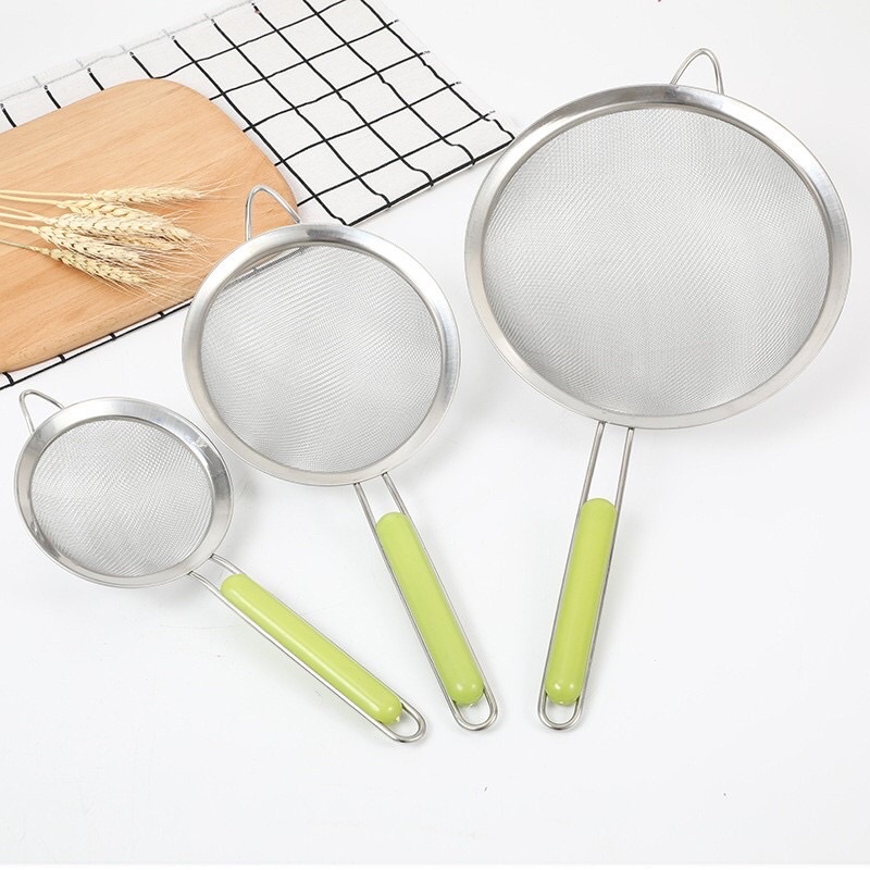 Rây lọc bột, rây lọc cháo, rây lọc nước ép, thức ăn dặm cho bé, rây lọc inox cán xanh cao cấp
